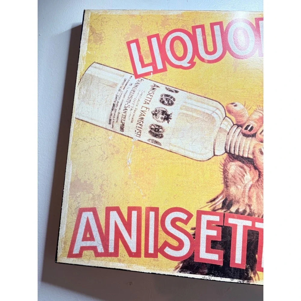 Z Gallerie Liquore Da Dessert Anisette Monkey Vintage Style Wall Art Decor 20x39